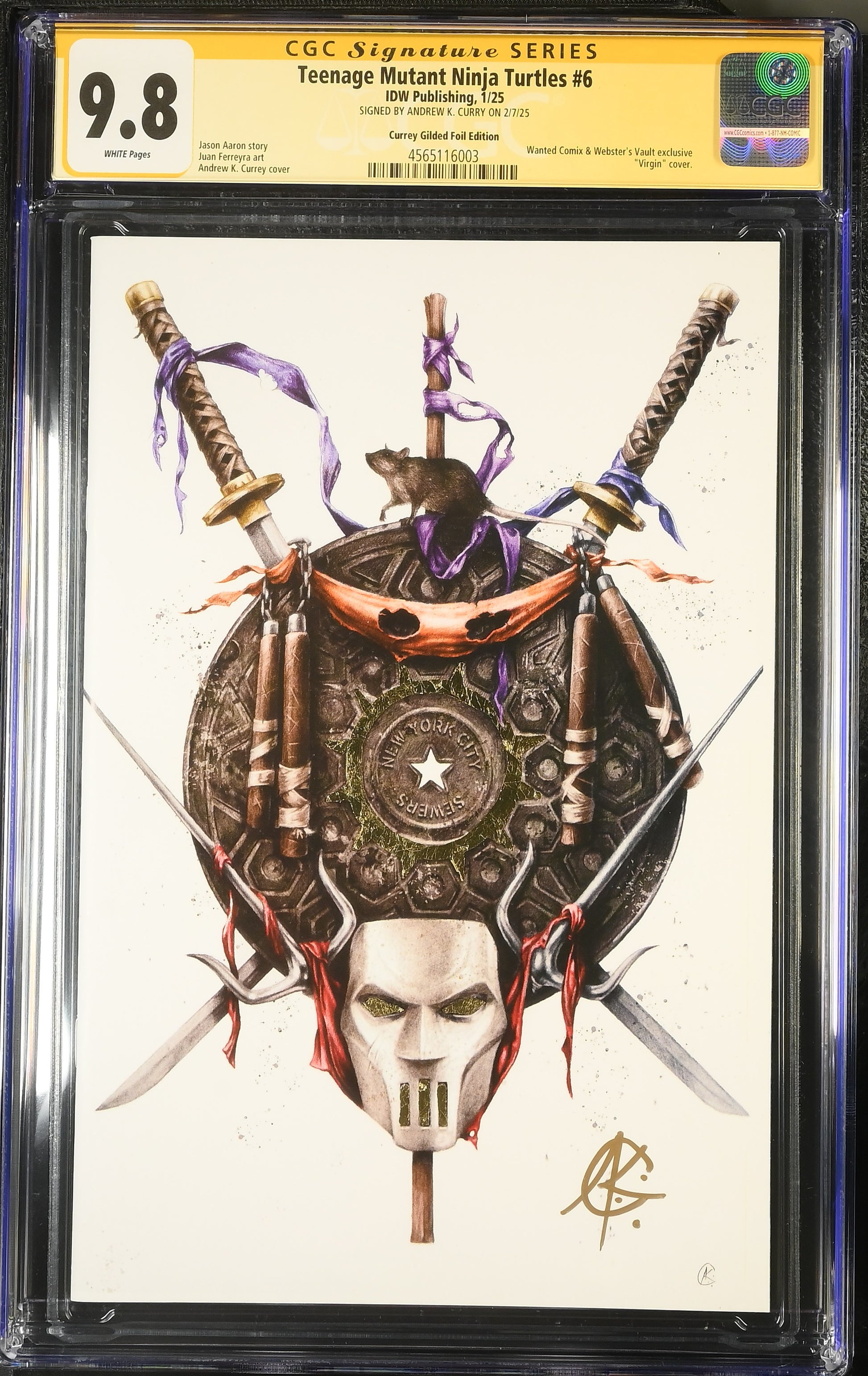 Teenage Mutant Ninja Turtles #6 Megacon Gold Guilded 9.8 CGC - Telcomics