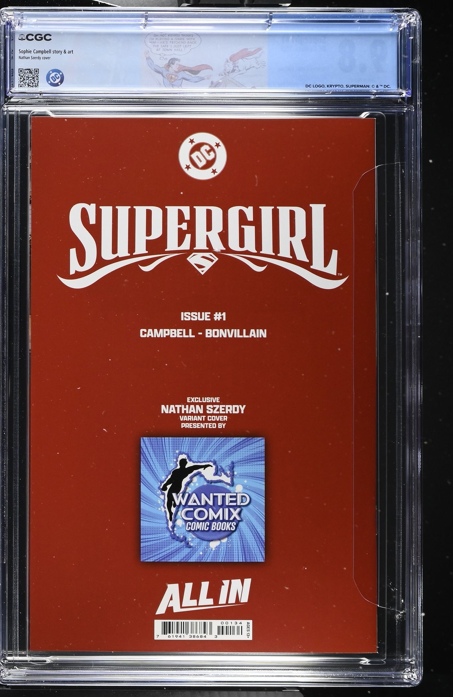 Supergirl #1 Nathan Szerdy Wanted Comix Exclusive CGC 9.8