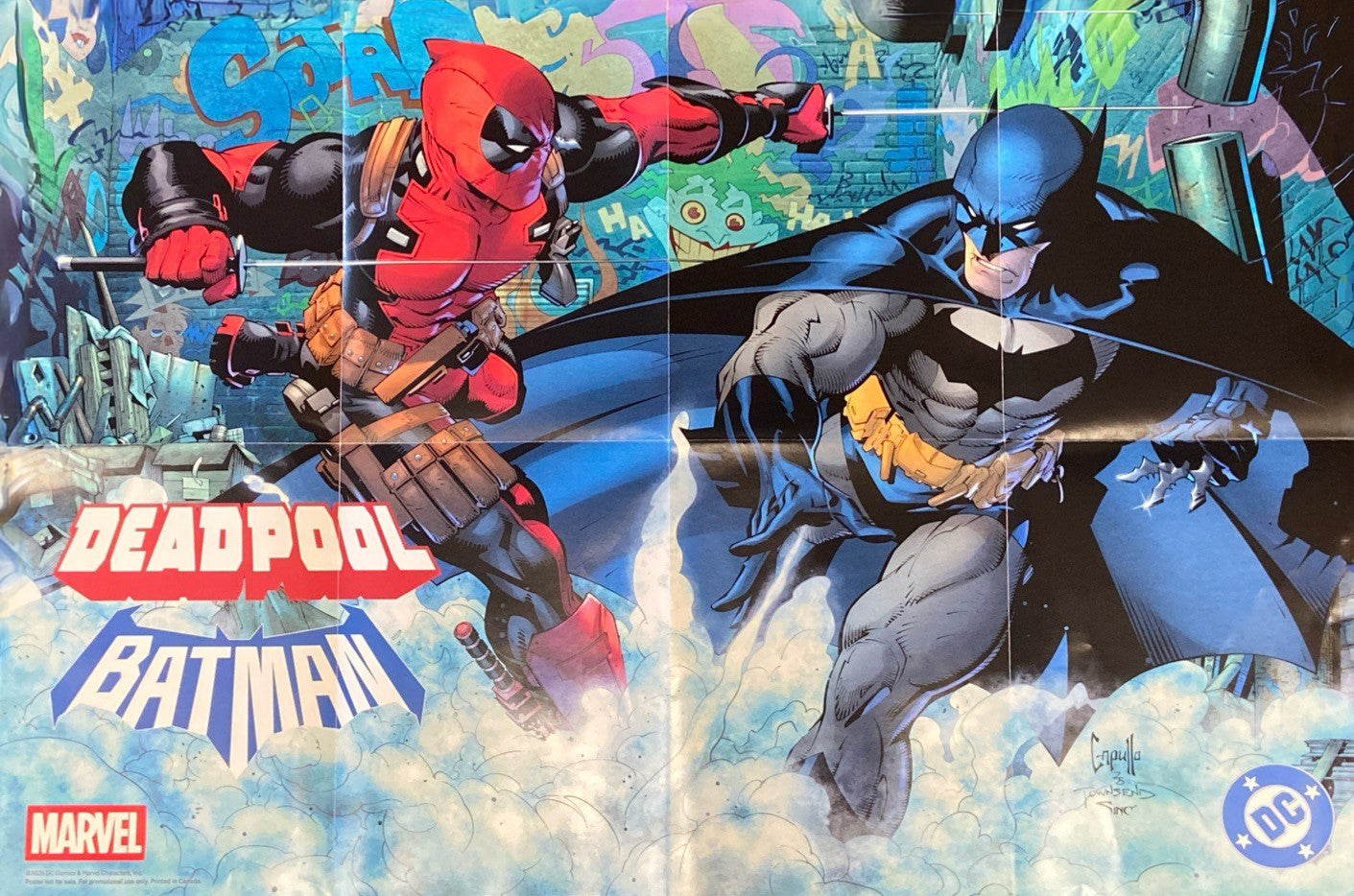 DC/Marvel Batman Deadpool Promo Poster 24"x36" 2 Sided