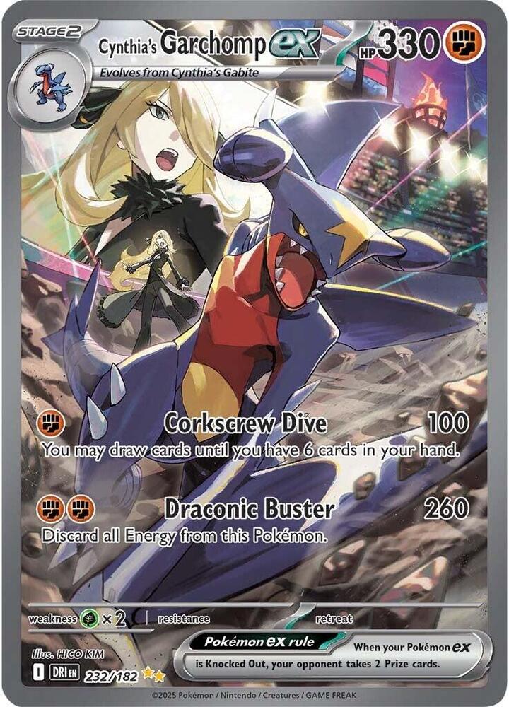 Pokemon - Cynthia's Garchomp ex - 232/182 - SV10: Destined Rivals (DRI)