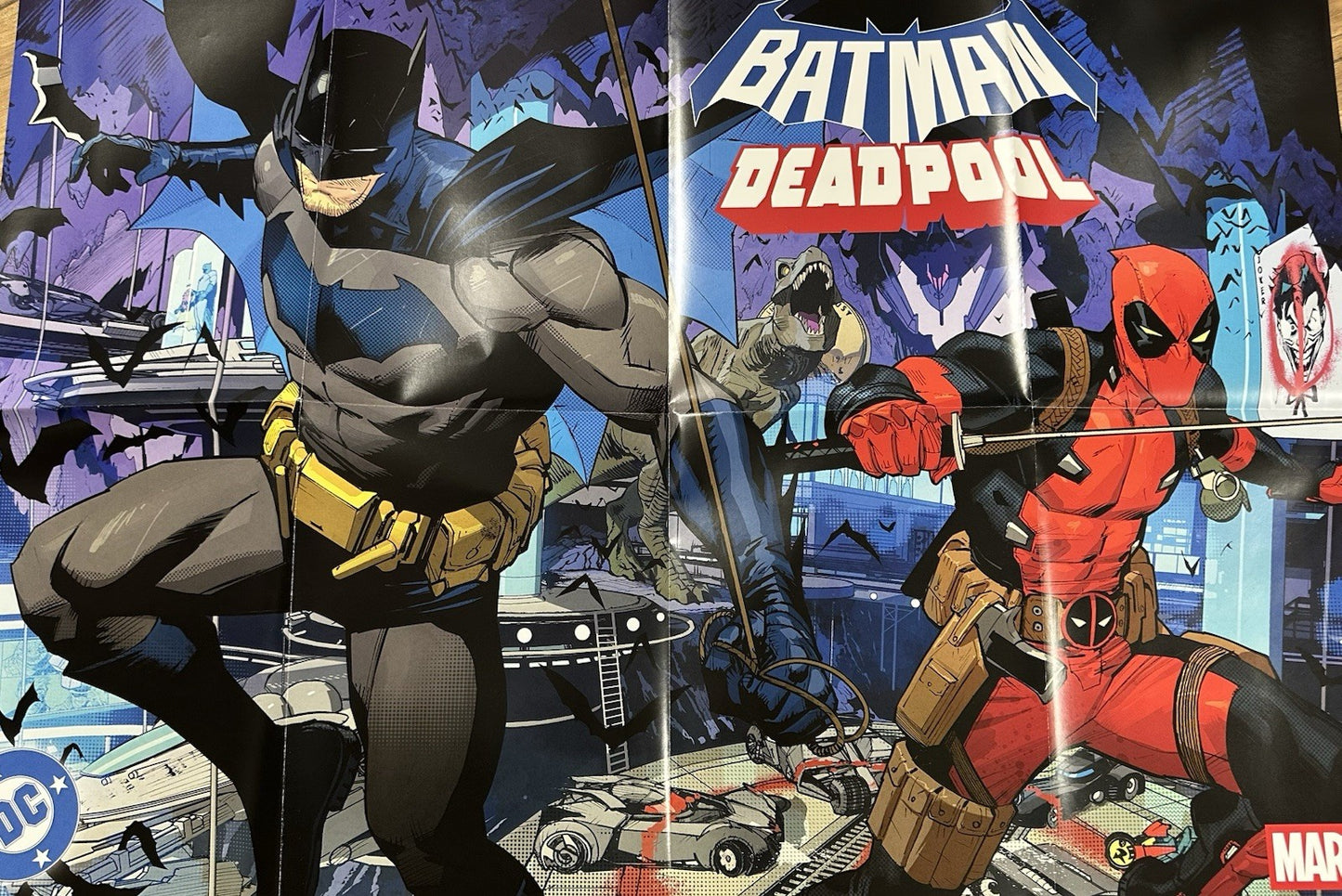 DC/Marvel Batman Deadpool Promo Poster 24"x36" 2 Sided