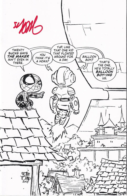 The Ultimate End Game #1 Skottie Young Signed 1:100 B&W Virgin Variant available at TelComics