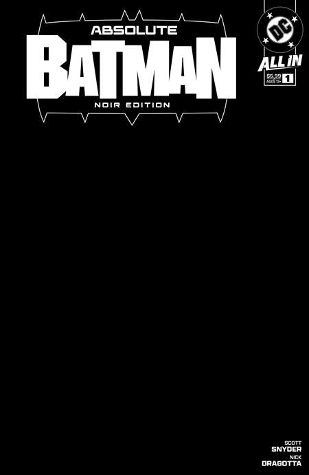 Absolute Batman Noir Edition #1 Cover B Blank Card Stock