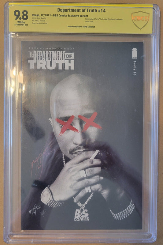 Department of Truth #14 David Sanchez Tupac Signed 9.8 CBCS Yellow Label - Telcomics